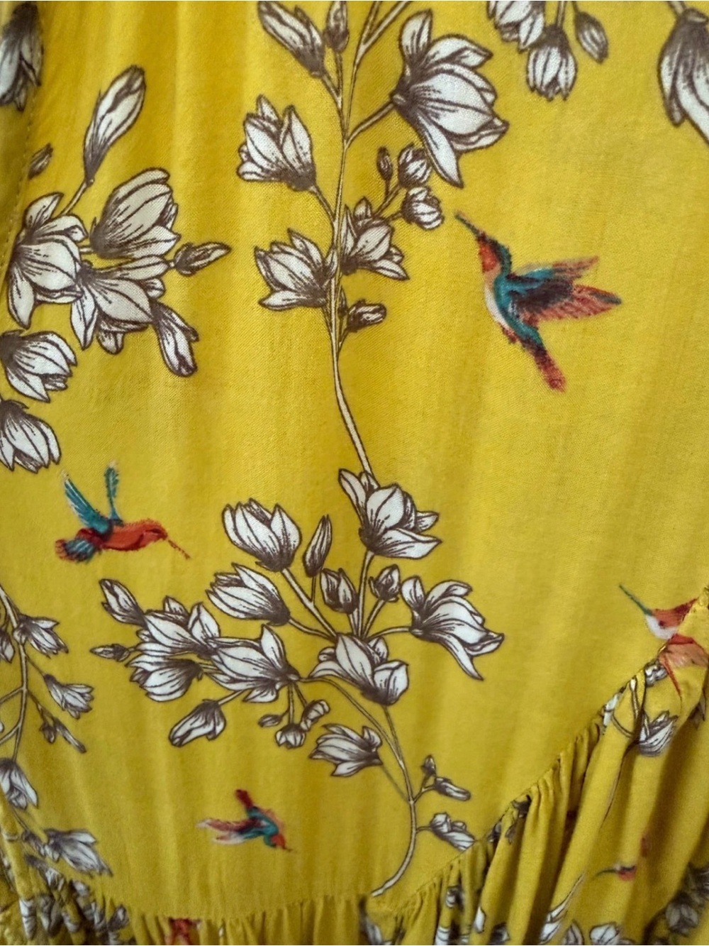 DG2 by Diane Gilman Top/Cover-Up Women's 2XL Yellow Hummingbird Print EUC - Picture 7 of 10